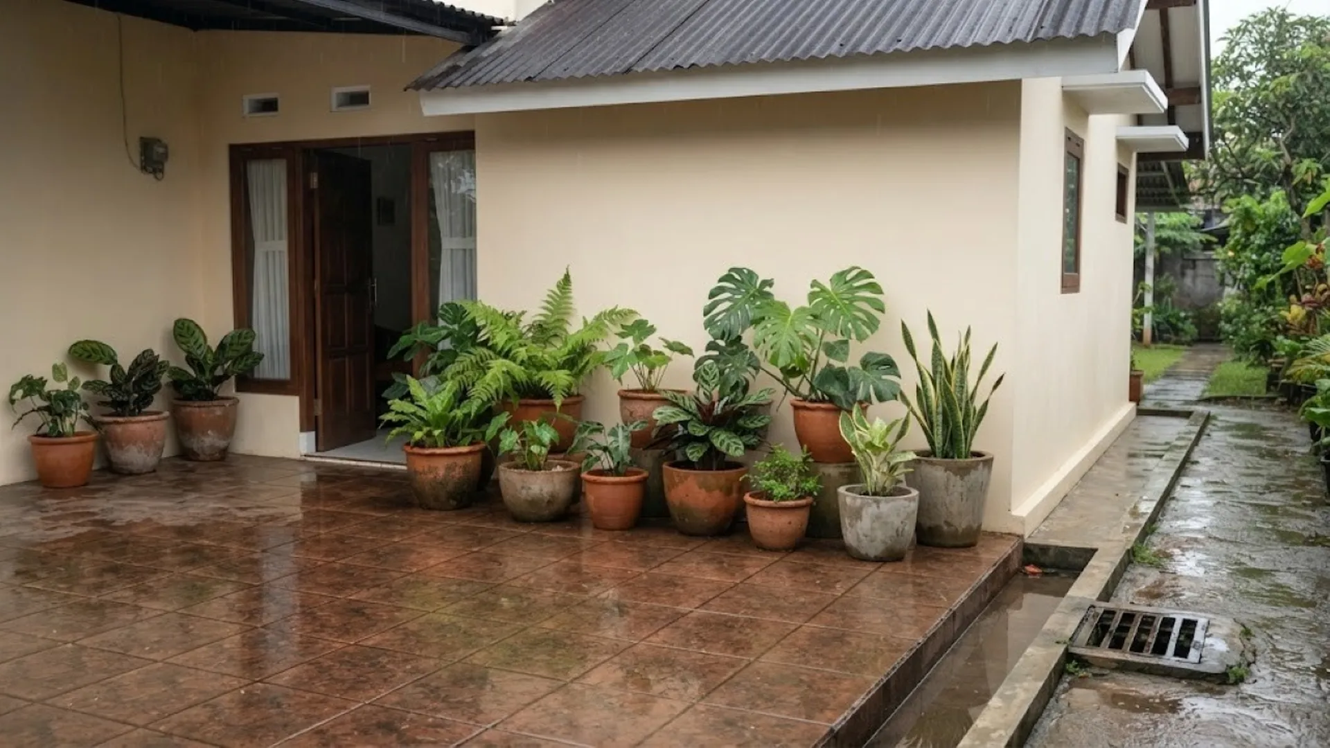9 Cara Menata Pot agar Air Hujan Tak Menggenang di Teras