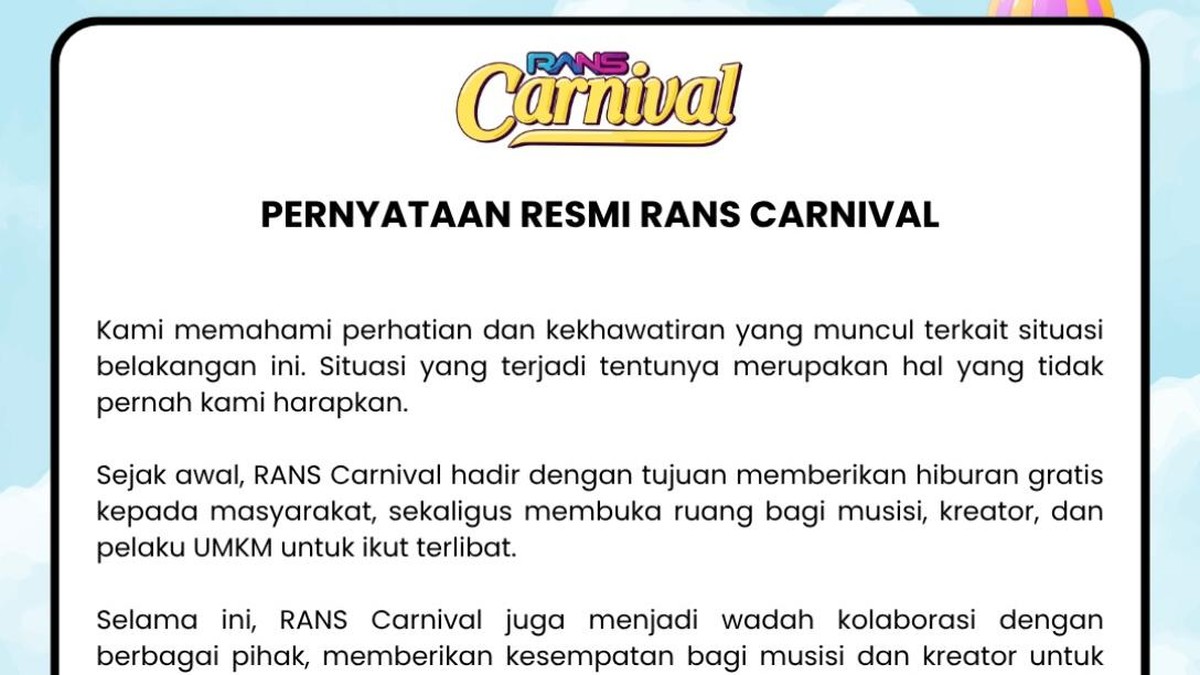 Pernyataan Resmi RANS Carnival soal Musisi Mundur
